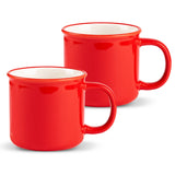 Kook Ceramic Camper Mugs 14 oz Red Set of 2