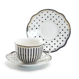 Black Josephine Stripes & Dots Porcelain Tea Set