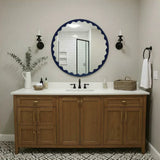 Santosh Round Glossy Navy Scalloped Mirror