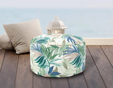 Outdoor Round Foot Pouf Fern Indigo
