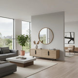 Burled Round Mirror