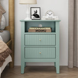 Fluted Nightstand with 2 Drawers, Modern Wooden Sofa Table