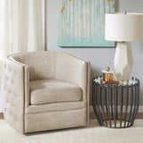 Swivel Glider Accent Chair in Barrel Style, Cream *