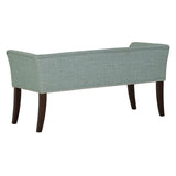 49.5" Low Back Flared Arms Upholstered Bench, Light Blue