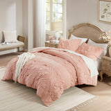Puffy Floral Patterned Comforter Set, Pink
