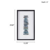 Genuine Agate Stones Wall Art Shadow Box Decor, Blue