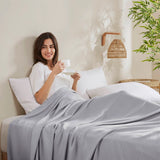 Diamond Jacquard Soft Bamboo Cotton Blanket, Grey