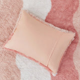 Ombre Stripe Shaggy Faux Fur Comforter Set 3pcs, Blush