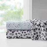Wrinkle Free Microfiber Sheet Set, Black & White Floral