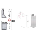 ZLINE 61" Snow Finished Stainless Chimney Extension, For Ceilings Up To 12.5', 8KL3S-E