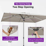 PURPLE LEAF Semi-Auto Outdoor Market Table Umbrella with Heavy-Duty Fabric