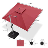 PURPLE LEAF Rectangular Large Outdoor Cantilever Umbrella With Base for Garden, Pool