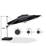 PURPLE LEAF Large Round Patio Cantilever Umbrella With Base for Deck, Pool, Backyard