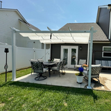 PURPLE LEAF Outdoor Retractable Pergola with Double Sun Shade Canopy White Heavy-Duty Aluminum Pergola Patio Modern Pergola for Garden Deck Backyard