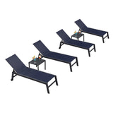 PURPLE LEAF Patio Chaise Lounge Textilene Pool with Wheels Sunbathing Chair for Outdoor, Beach, Yard, Side Table Included