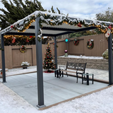 PURPLE LEAF Caesar Outdoor Louvered Pergola Patio Sun Shade Shelter with Adjustable Hardtop Patio Pergola Gray Frame White Roof