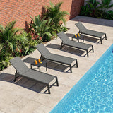 PURPLE LEAF Patio Chaise Lounge Textilene Pool with Wheels Sunbathing Chair for Outdoor, Beach, Yard, Side Table Included