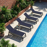 PURPLE LEAF Patio Chaise Lounge Textilene Pool with Wheels Sunbathing Chair for Outdoor, Beach, Yard, Side Table Included