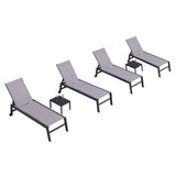 PURPLE LEAF Patio Chaise Lounge Textilene Pool with Wheels Sunbathing Chair for Outdoor, Beach, Yard, Side Table Included