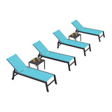 PURPLE LEAF Patio Chaise Lounge Textilene Pool with Wheels Sunbathing Chair for Outdoor, Beach, Yard, Side Table Included