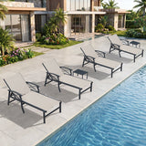 PURPLE LEAF Oversized Chaise Lounge Chair Outdoor Extra Wide Pool Lounge Chairs 5 Adjustable Position with Armrests and Side Table, Aluminum Patio Lounge Chair for Outside, Backyard, Pool