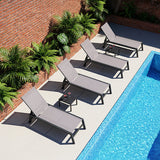 PURPLE LEAF Patio Chaise Lounge Textilene Pool with Wheels Sunbathing Chair for Outdoor, Beach, Yard, Side Table Included