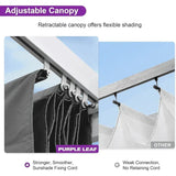 PURPLE LEAF Outdoor Retractable Pergola with Sun Shade Canopy Cover White Patio Metal Shelter for Garden Pavilion Grill Gazebo Grape Trellis Pergola