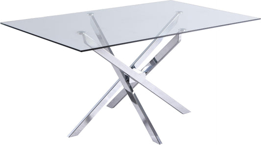 Xander Glass Dining Table with Chrome Base - Elegant Contemporary Design for Modern Homes!