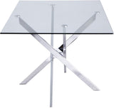Xander Glass Dining Table with Chrome Base - Elegant Contemporary Design for Modern Homes!