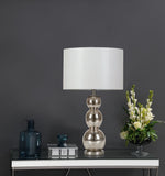 Mineta 27-inch Drum Shade Stacked Table Lamp Antique Silver