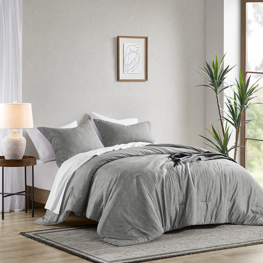 5pcs / 7pcs Chambray Denim Inspired Comforter Set, Gray