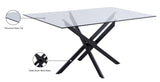 Xander Contemporary Dining Table with Elegant Tempered Glass Top and Stunning Metal Base Design