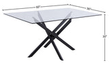 Xander Contemporary Dining Table with Elegant Tempered Glass Top and Stunning Metal Base Design