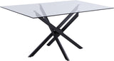 Xander Contemporary Dining Table with Elegant Tempered Glass Top and Stunning Metal Base Design