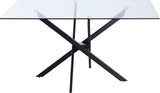 Xander Contemporary Dining Table with Elegant Tempered Glass Top and Stunning Metal Base Design