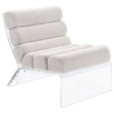 Serreta Boucle Upholstered Armless Acrylic Chair Ivory