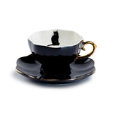 Grace Teaware Black Cat Gold Tea Cup & Saucer, 7.5 oz