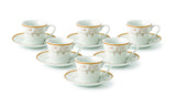 Gold Floral Porcelain Espresso Cup Set for 6