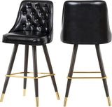Portnoy Elegant Faux Leather Counter/Bar Stool Set with Button Tufting and Gold Accents, 2-Pack