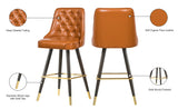 Portnoy Elegant Faux Leather Counter/Bar Stool Set with Button Tufting and Gold Accents, 2-Pack