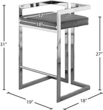 Ezra Velvet Counter Stool Set of 2 - Modern Design with Chrome Base for Stylish Home Bar Decor