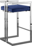 Ezra Velvet Counter Stool Set of 2 - Modern Design with Chrome Base for Stylish Home Bar Decor