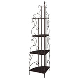 Poppy 74-inch 4-shelf Corner Bookshelf Copper and Cappuccino