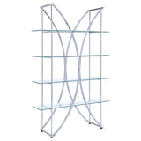 Larson 73-inch 4-shelf Glass Bookshelf Chrome