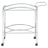Shadix 2-tier Rectangular Glass Shelf Metal Bar Cart Chrome