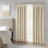 Twist Tab Silky Window Curtain with Blackout, Champagne