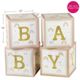 Boho Rainbow Baby Block Box Set of 4 Baby Shower