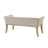 Flared Low Arm Low Back Accent Bench, Taupe Patterned