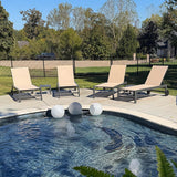 PURPLE LEAF Outdoor Chaise Lounge with Wheels Patio Lounge Chair Recliner
