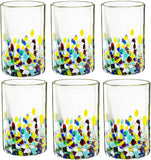 Hand Blown Mexican Drinking Glasses and Pitcher – Set of 6 (Confetti)